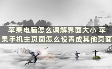 苹果电脑怎么调解界面大小 苹果手机主页面怎么设置成其他页面